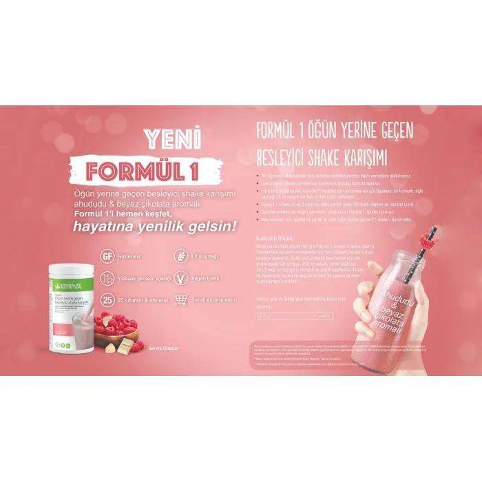 Formül 1 Besleyici Shake Karışımı Ahududu ve Beyaz Çikolata Aromalı, görsel 4